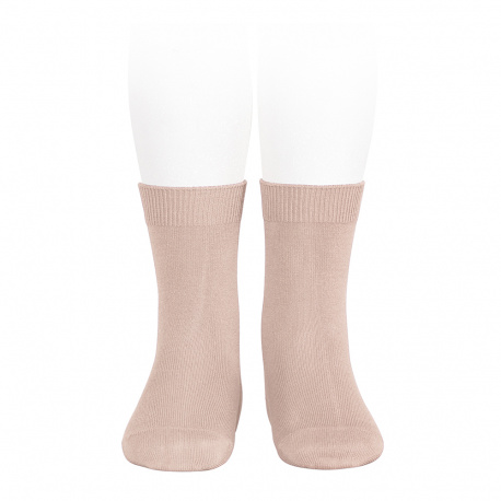 Chaussettes courtes unies basiques VIEUX ROSE