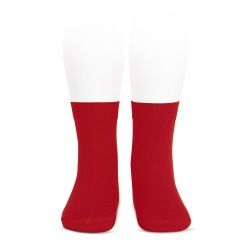 Plain stitch basic short socks RED