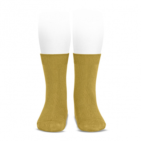 Chaussettes courtes unies basiques MOUTARDE