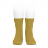 Plain stitch basic short socks MUSTARD