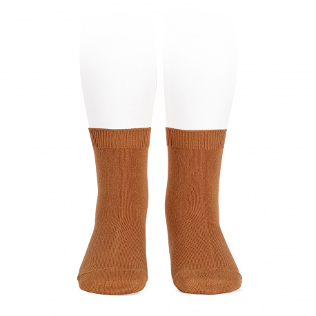 Plain stitch basic short socks CINNAMON