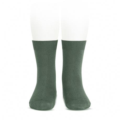 Plain stitch basic short socks LICHEN GREEN