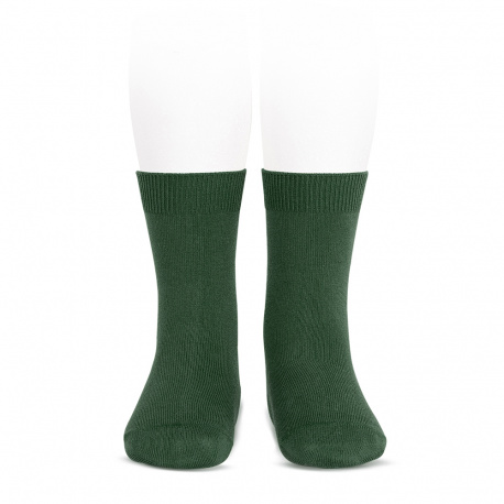 Chaussettes courtes unies basiques VERD BOUTEILLE