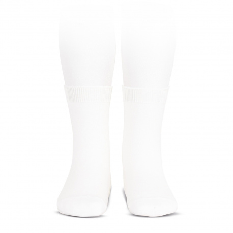 Elastic cotton short socks WHITE