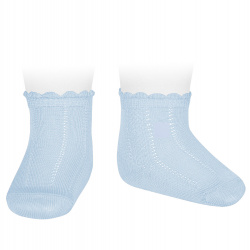 Pattern short socks BABY BLUE
