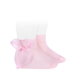 Ceremony short socks with organza bow PINK