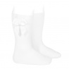 Chaussettes hautes coton avec noeud latéral BLANC