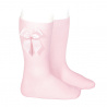 Calze lunghe cotone con fiocco sul lato ROSA
