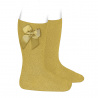 Knee-high socks with grossgrain side bow MUSTARD