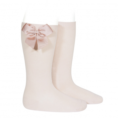 Chaussettes hautes coton avec noeud latéral NUDE