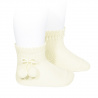 Chaussettes courtes coton avec pompoms ECRU