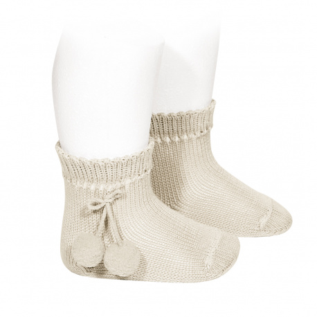 Chaussettes courtes coton avec pompoms LIN