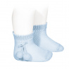 Perle short socks with pompoms BABY BLUE