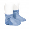 Calze corte perle con pompon AZZURRO