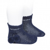 Chaussettes courtes coton avec pompoms BLEU MARINE