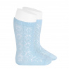 Chaussettes hautes coton ajourée géométrique BLEU BEBE