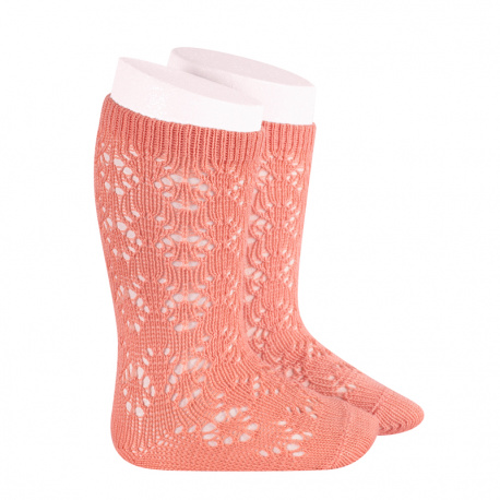 Chaussettes hautes coton ajourée géométrique PIVOINE