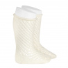 Chaussettes hautes coton ajouré filet ECRU