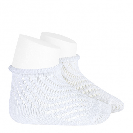 Chaussettes courtes coton ajouré filet BLANC