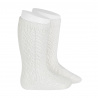 Chaussettes hautes coton ajourée CREME