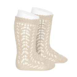 Cotton openwork knee-high...