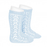 Cotton openwork knee-high socks BABY BLUE