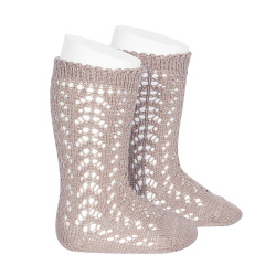 Cotton openwork knee-high...