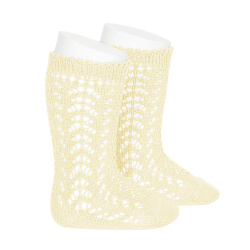 Cotton openwork knee-high...