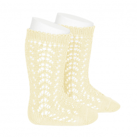 Cotton openwork knee-high socks BUTTER