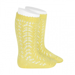 Cotton openwork knee-high...