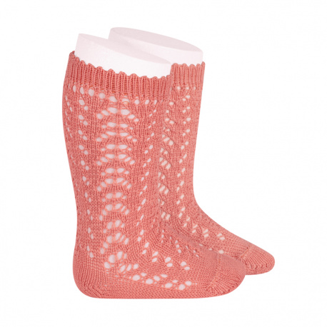 Cotton openwork knee-high socks PEONY