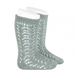 Cotton openwork knee-high...