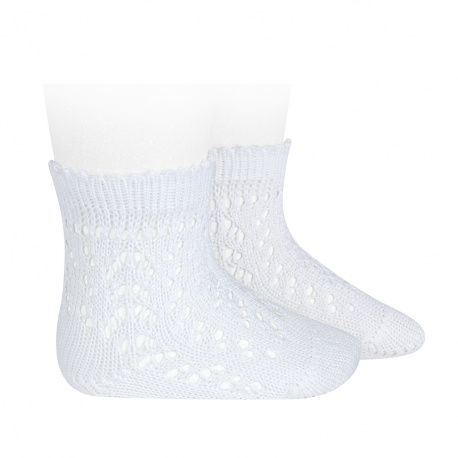 Chaussettes courtes coton ajourée BLANC