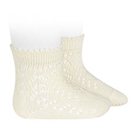 Cotton openwork short socks BEIGE