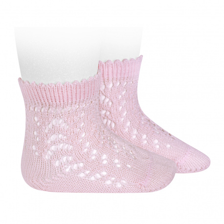 Cotton openwork short socks PINK