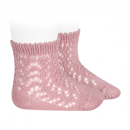 Chaussettes courtes coton ajourée PALE ROSE