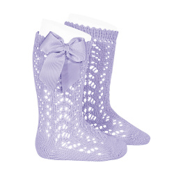 Cotton openwork knee-high...