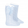 Calze lunghe traforate con fiocco BLU BEBE