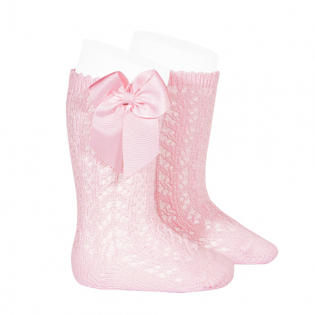 Chaussettes hautes ajourées avec noeud ROSE