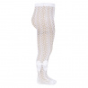 Openwork perle tights with side grossgrain bow WHITE