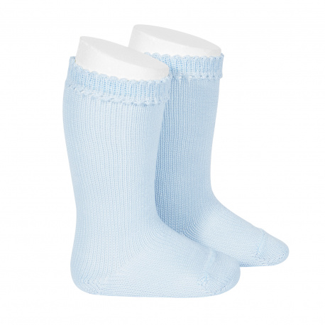 Calcetines altos perlé AZUL BEBE