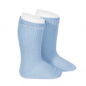Calze lunghe in cotone perle AZZURRO