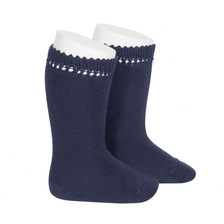 Chaussettes hautes coton BLEU MARINE