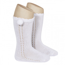 Side openwork perle knee...
