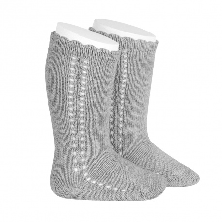 Chaussettes hautes coton ajourée lateral ALUMINIUM