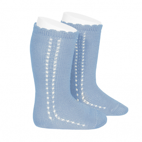 Chaussettes hautes coton ajourée lateral BLEUTE