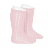 Chaussettes hautes coton ajourée lateral ROSE