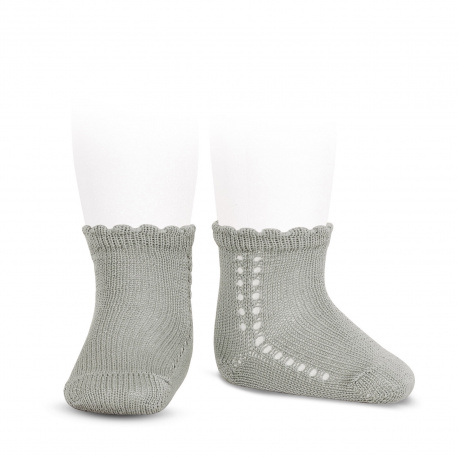 Perle side openwork short socks ALUMINIUM