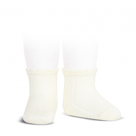 Perle side openwork short socks BEIGE