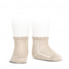 Perle side openwork short socks LINEN